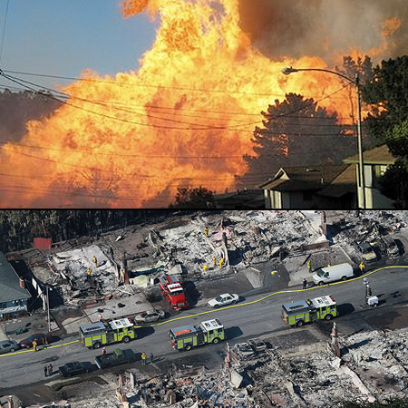 Gas Explosion in San Bruno Ca due to aging pipelines and the lack of notification of imminent dangers